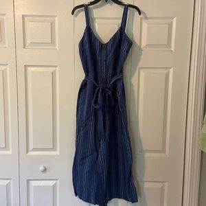 Gap brand capri length Navy striped jumpsuit